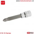 Khẩu bit socket dài đầu vít 4 cạnh PZ 1/2 inch KS Tools 918.16 Series PZ1-PZ4