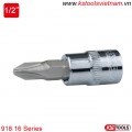 Khẩu bit socket đầu vít 4 cạnh PZ 1/2 inch KS Tools 918.16 Series PZ1-PZ4