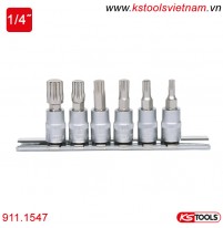 Bộ khẩu bit socket đầu răng cưa 1/4 inch 6 chi tiết M4-M10 KS Tools 911.1547