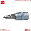 Khẩu bit socket đầu vít 4 cạnh 3/8 inch KS Tools 911.38 Series PH1-PH4