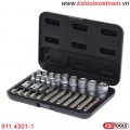 Bộ tuýp, bit socket hoa thị Torx 30 món 911.4301-1 KS Tools