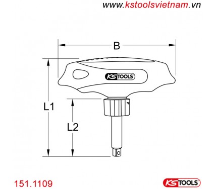KS Tools 151.1109 - Poignée En T à Cliquet 1/4" - 45 Dents - Usage Intensif