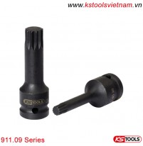 Impact bit socket đen 1/2 inch đầu vít spline(XZN) KS Tools 911.09 Series