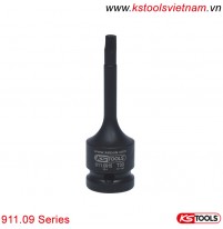 Impact bit socket đen 1/2 inch đầu vít Torx dài KS Tools 911.09Series T20-T80