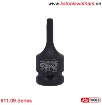 Impact bit socket đen 1/2 inch đầu vít Torx KS Tools 911.09 Series T30-T80