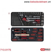 Bộ 2 khay dụng cụ đồ nghề KS Tools 713.0175 gồm 175 chi tiết.