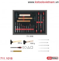 Khay dụng cụ đồ nghề búa đục giũa 18 chi tiết KS Tools 711.1018