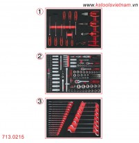 Bộ 3 khay dụng cụ đồ nghề 215 pcs cho tủ dụng cụ KS Tools 713.0215