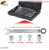 Bộ cờ lê vòng miệng tự lắc đảo chiều 8-19 mm KS Tools 503.4666