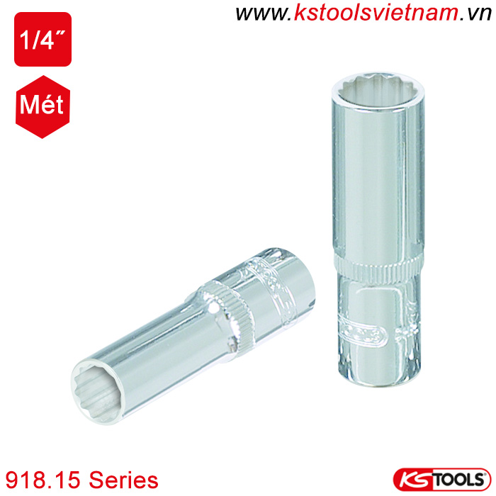 đầu khẩu dài 12 cạnh 1/4 inch 918.15 series ks tools