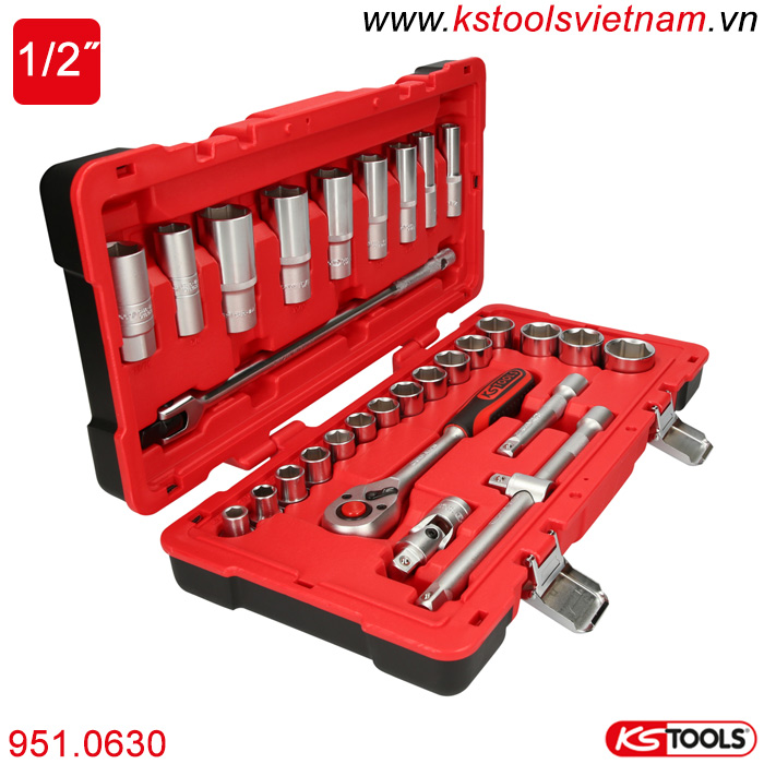 Bộ khẩu tuýp tay vặn 1/2 inch 30 chi tiết 951.0630 Ks Tools