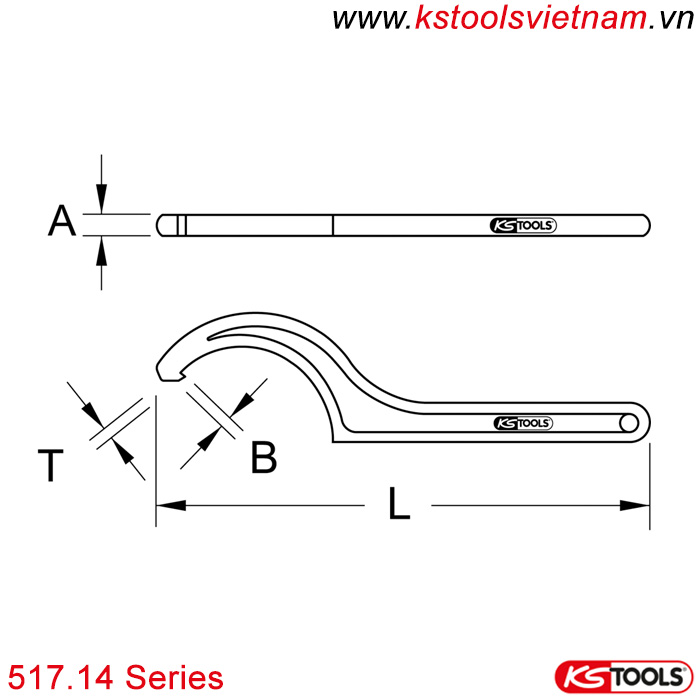 cờ lê móc có chốt cố định 517.14 series ks tools