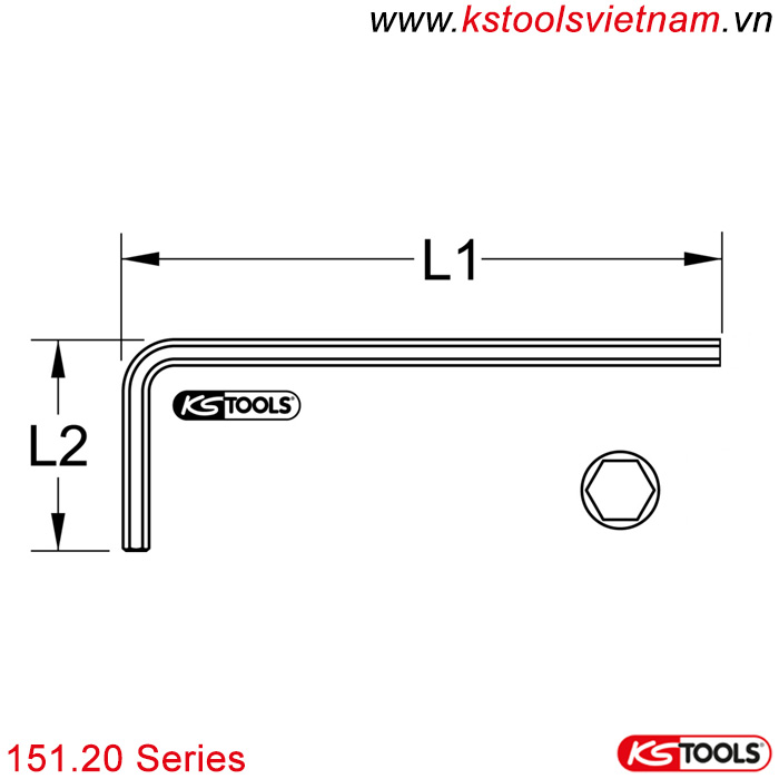 Lục giác đầu bằng thân dài 1.3-19mm 151.20 series KS Tools