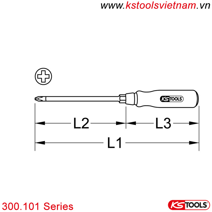 Tô vít 4 cạnh chuôi gỗ 300.101 series Ks Tools