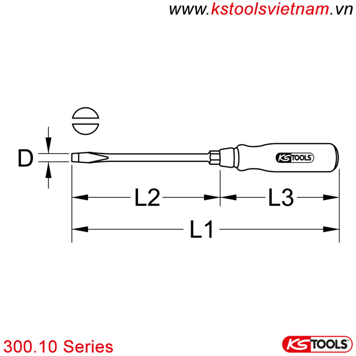 Tô vít dẹt chuôi gỗ 300.10 series KS Tools