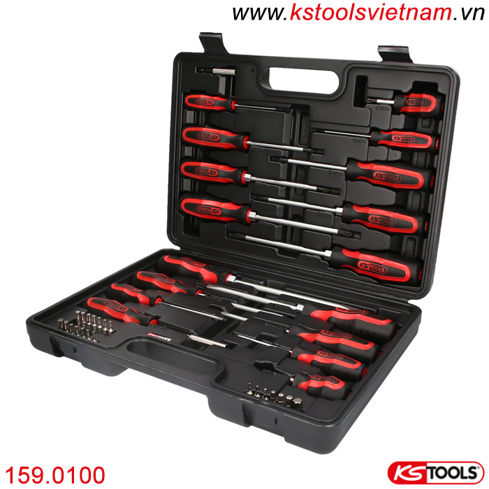 Bộ tô vít và đầu bit chuyển đổi 39 chi tiết 159.0100 KS Tools