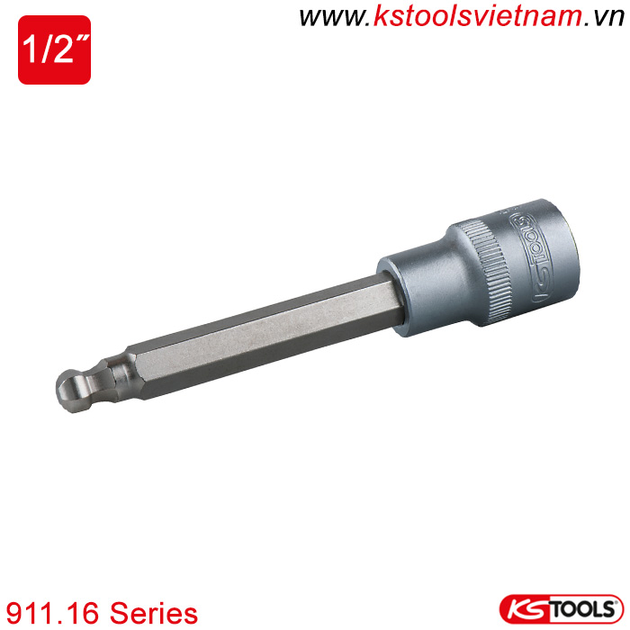 Khẩu bit socket 1/2 inch lục giác đầu bi KS Tools 911.16 Series 5-19mm