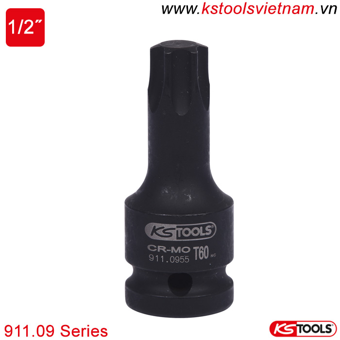 Đầu khẩu bit hoa thị đầu 1/2 inch 911.09 Series KS Tools