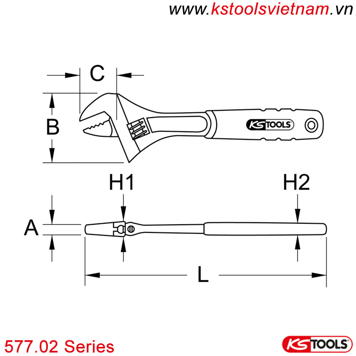 mỏ lết tay cầm 2 thành phần 577.02 Series KS Tools