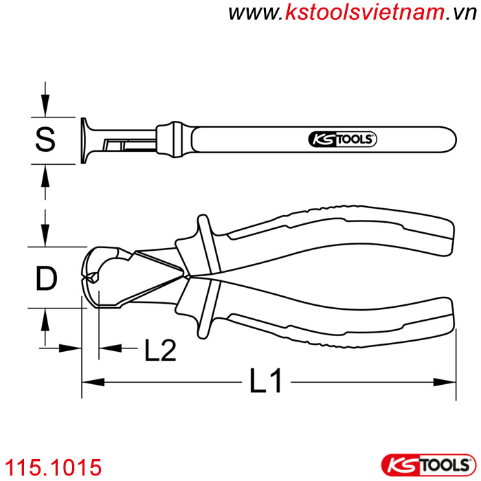 kìm cắt, nhổ đinh 160mm KS tools 115.1015