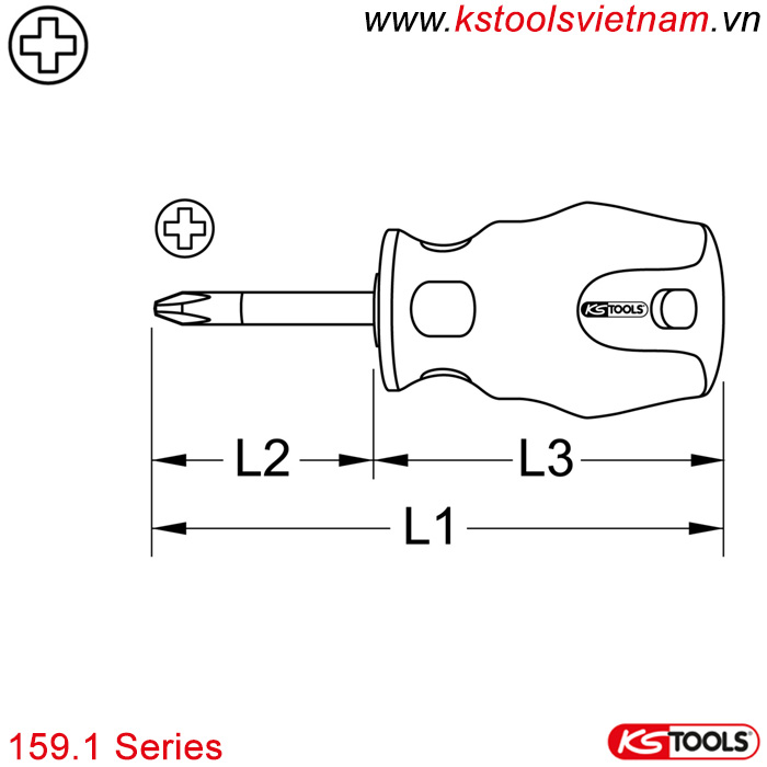 Tô vít đầu PH thân mập 159.1 series Ks Tools