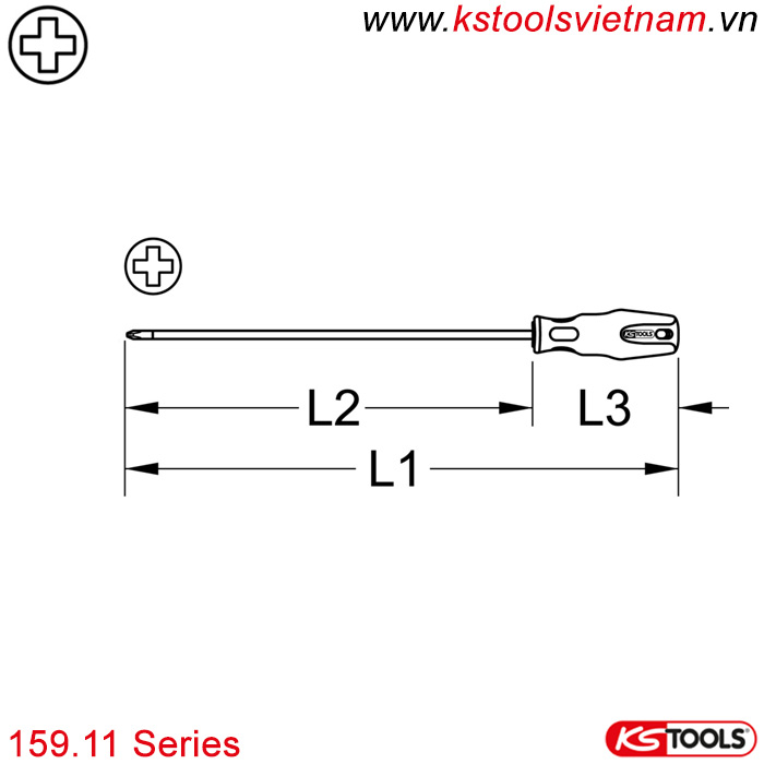 Tô vít đầu PH thân dài 159.11 series KS Tools