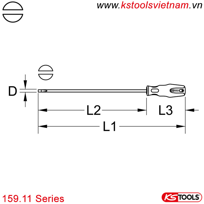 Tô vít dẹt thân dài 159.11 series KS Tools