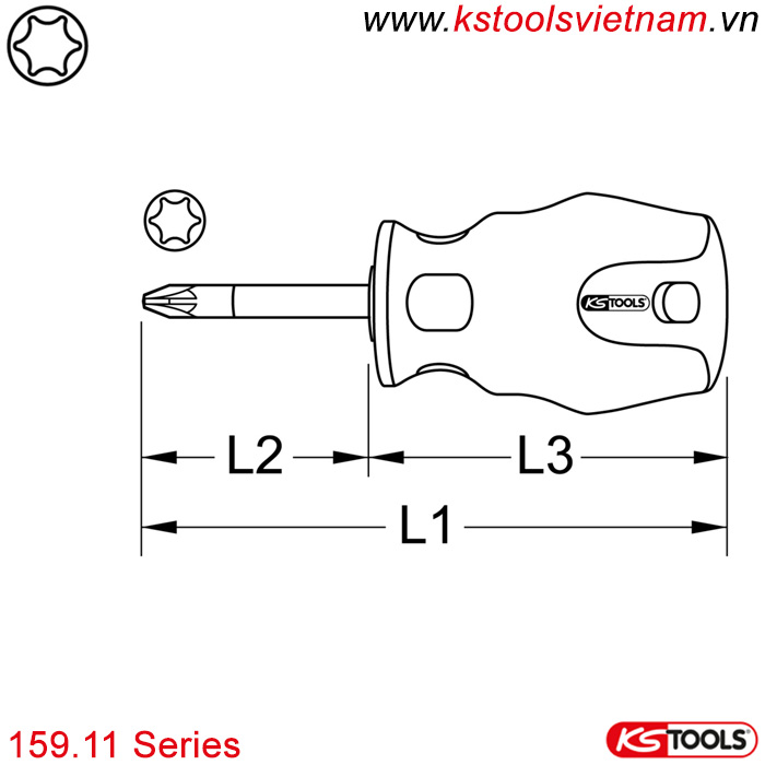 Tô vít đầu Torx thân mập 159.11 series KS Tools