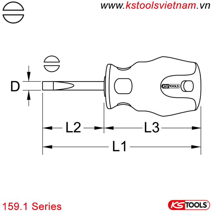 Tô vít dẹt thân mập 159.1 series KS Tools