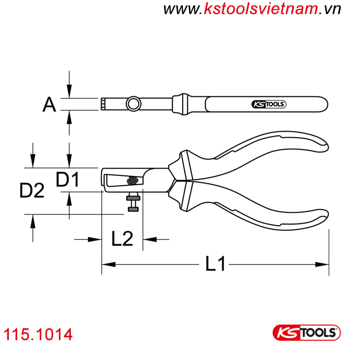 kìm tuốt dây điện 165mm 115.1024 KS Tools