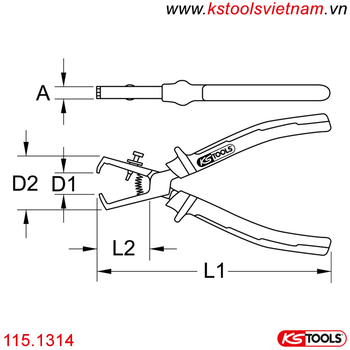 kìm tuốt dây điện 176mm, 115.1314 KS Tools