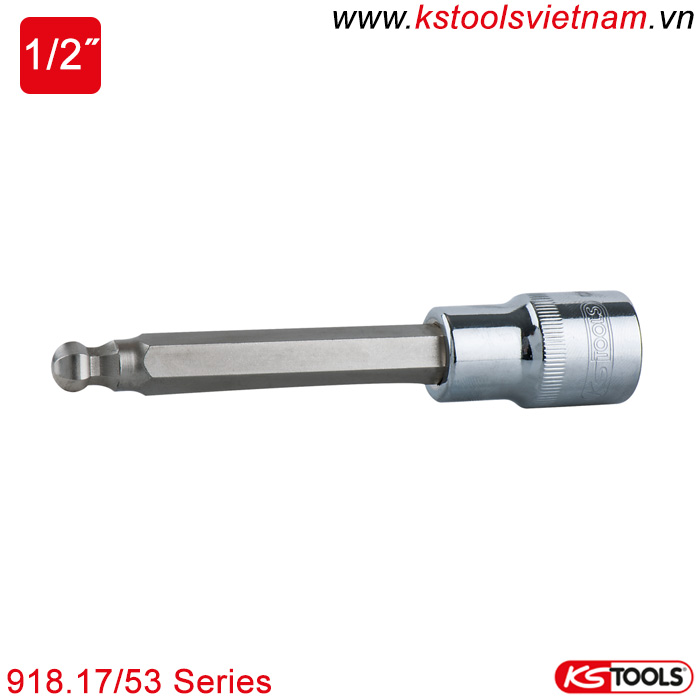 Khẩu bit socket 1/2 inch lục giác dài đầu bi KS Tools 918.17/53 Series 5-19mm