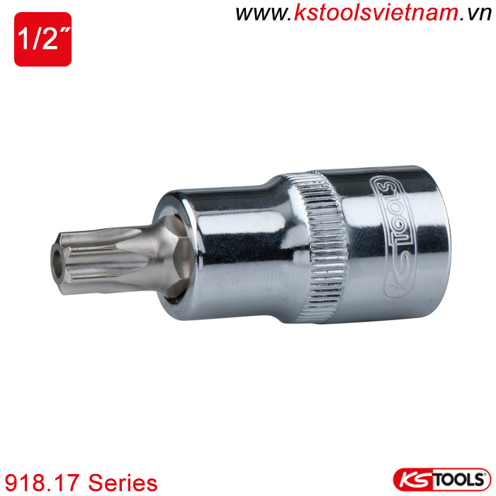 Khẩu bit socket ổ trục vít đầu hoa thị Torx 1/2 inch KS Tools 918.17 Series TB10-TB70