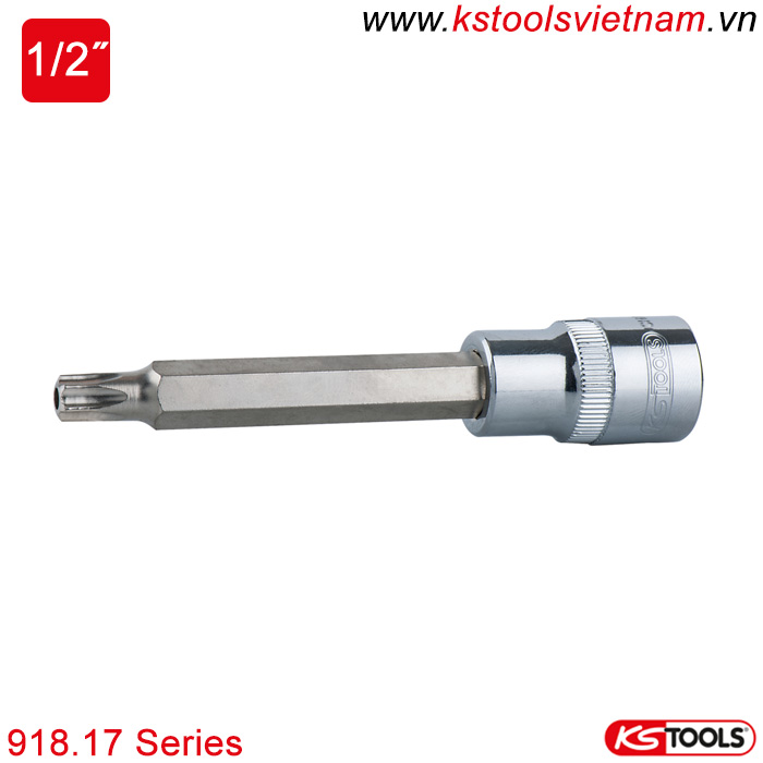 Khẩu bit socket ổ trục vít dài đầu hoa thị Torx 1/2 inch KS Tools 918.17 Series TB10-TB70