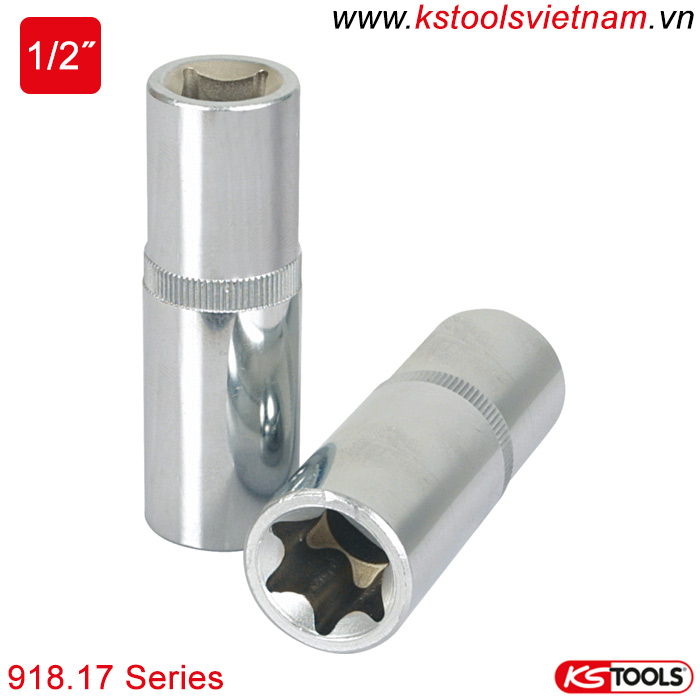 CHROMEplus khẩu hoa thị dài Torx E 1/2 inch 918.17 Series KS Tools