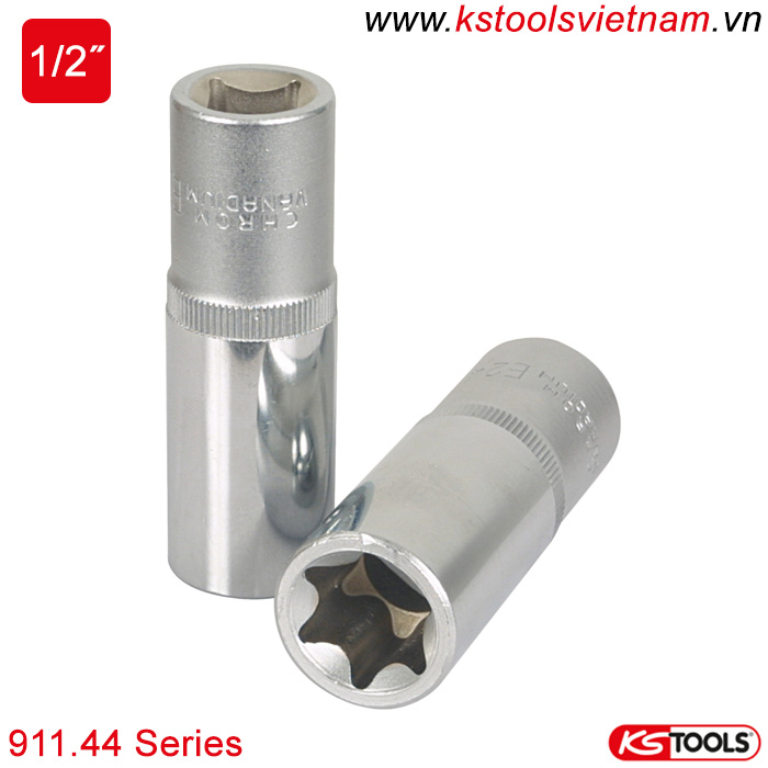 Đầu khẩu hoa thị dài Torx E 1/2 inch 911.44 Series KS Tools