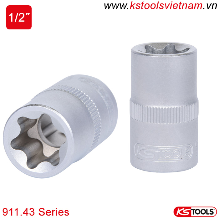 Đầu khẩu hoa thị Torx E 1/2 inch 911.43 Series KS Tools