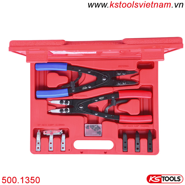 bộ kìm phe trong ngoài 20 chi tiết có bánh cóc 500.1350 KS Tools