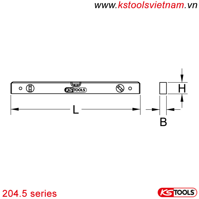 Thước thủy nivo 3 bọt thủy cán nhôm 204.5 series KS Tools