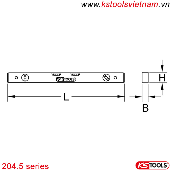 Thước thủy nivo 4 bọt thủy 204.5 series KS Tools