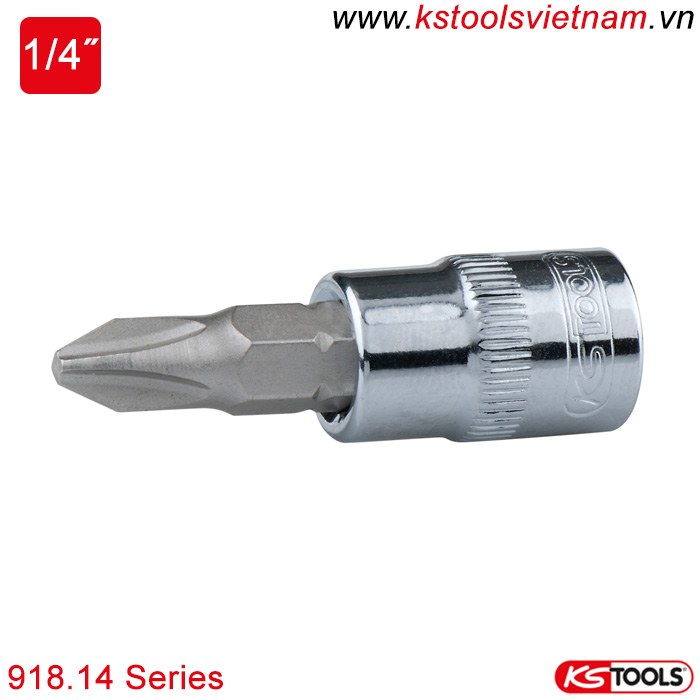 Khẩu bit socket đầu vít 4 cạnh PH 1/4 inch KS Tools 918.14 Series PH0-PH4