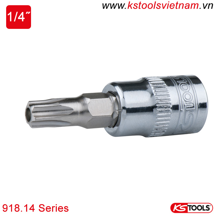 Khẩu bit socket ổ trục vít đầu hoa thị Torx 1/4 inch KS Tools 918.14 Series TB8-TB40