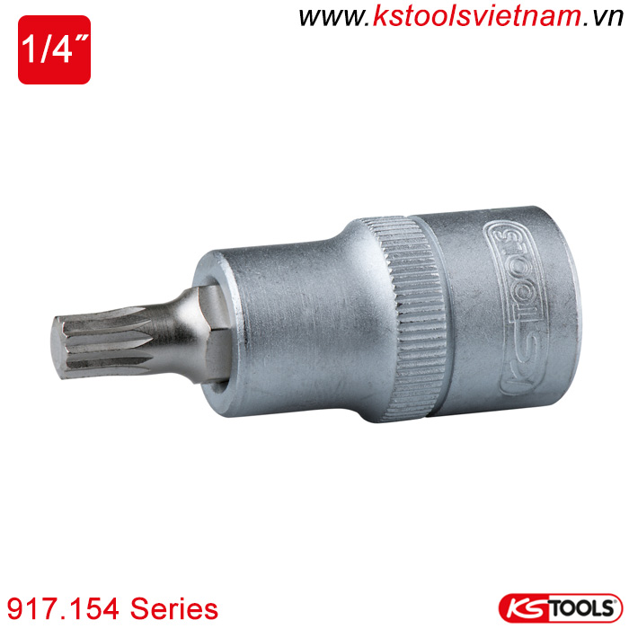 Khẩu bit socket 1/4inch đầu răng cưa (XZN) KS Tools 917.154 Series M4-M10