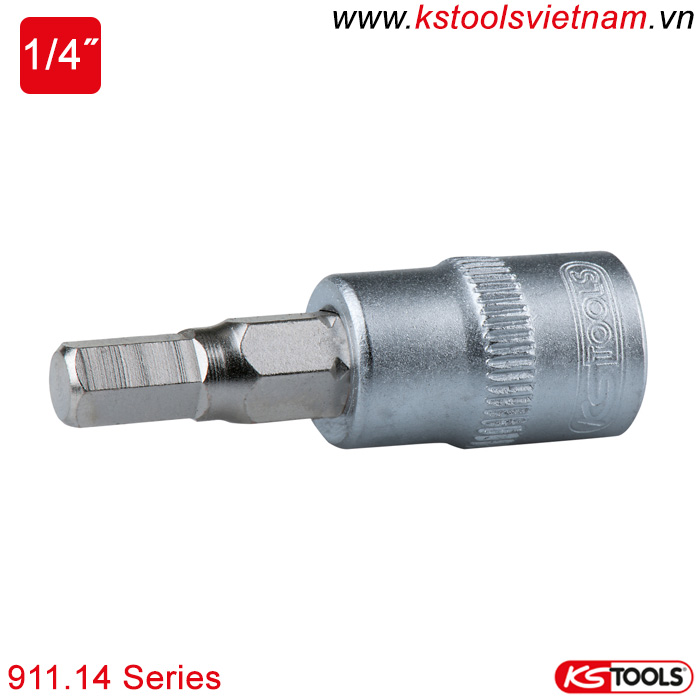 Khẩu bit socket đầu lục giác 1/4 inch KS Tools 911.14 Series 2-10mm