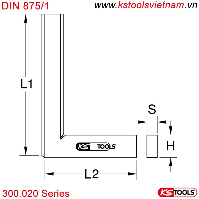 Thước đo góc vuông 75-500mm 300.020 series KS Tools