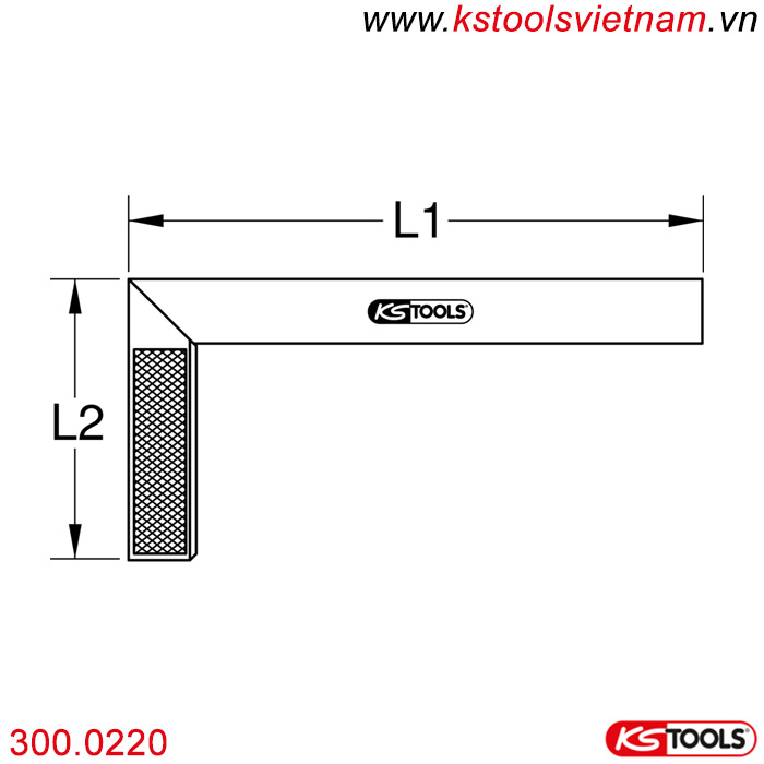 Thước đo góc vuông chân đế bằng nhôm, 250mm 300.0220 KS Tools