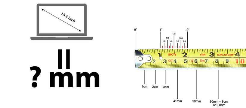 15.6 inch bằng bao nhiêu mm, cm