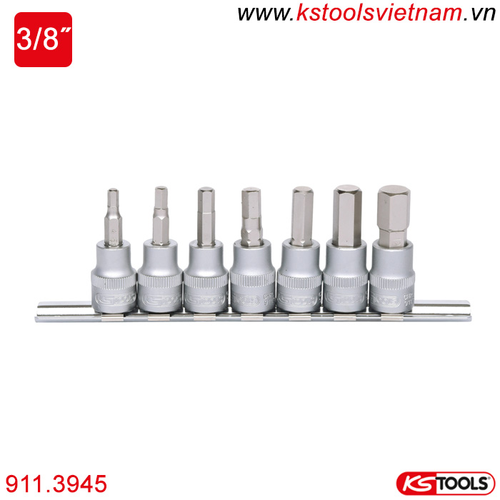 Bộ khẩu bit socket đầu vít lục giác 7 chiếc 4mm-12mm KS Tools 911.3945
