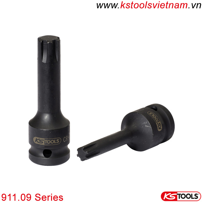 Impact bit socket đen 1/2 inch đầu vít RIBE KS Tools 911.09 Series M5-M13