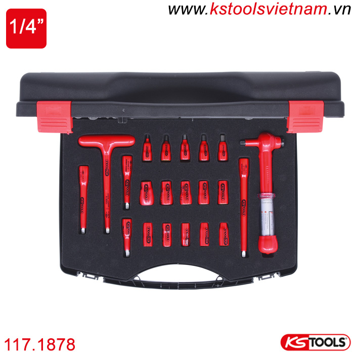 bộ cờ lê lực cách điện 1/4 inch, 21 chi tiết 117.1878 KS Tools